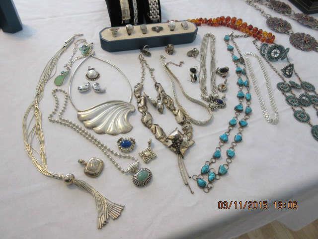 More jewelry, sterling, amber and turquoise