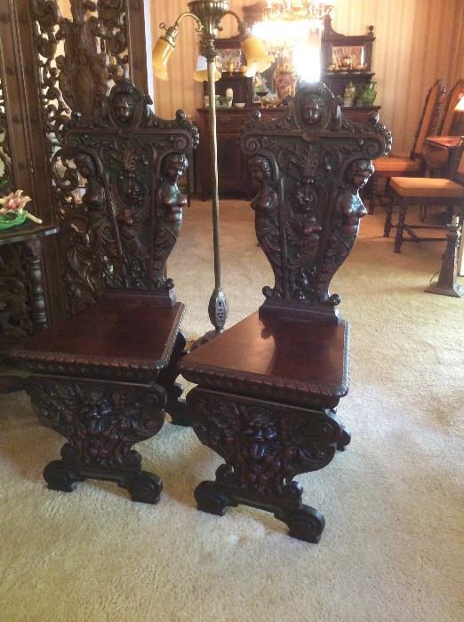 Pair of Italian carved chairs