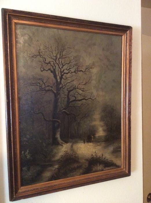 Winter oil painting