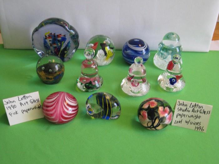 John Lotton Paperweights, St. Clair and Joe Rice paperweights
