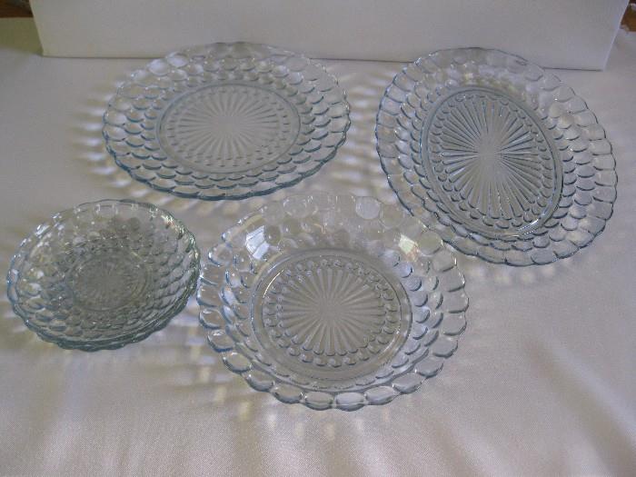 Hocking Glass Blue Bubble plates and bowls