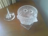 Two nice Lalique crystal pieces. Small chip on base of bowl (see bottom right of photo).