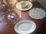 More great glassware and porcelain. The butterfly platter on right is Limoges.