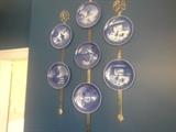 Some of over a dozen Royal Copenhagen Christmas and other collectible plates, 1965-1975.