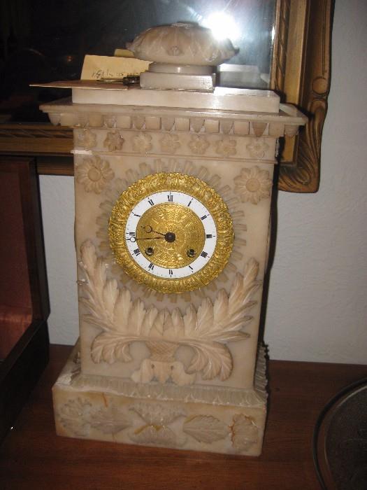 Antique Alabaster French Clock