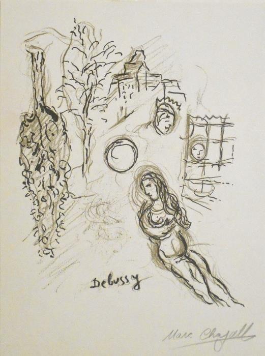 Marc Chagall (1887 - 1985) 
Title: Opera of Debussy - "Pelléas et Mélisande"
Medium: Lithograph, Hand Signed
Limited Edition 
Size: 12 1/2" x 9 1/2" 
Framed Size: 24" x 20"
Opening Bid: $600 
Estimated: $2,000 - $3,000 