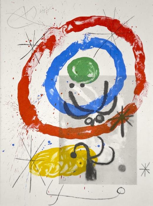 Joan Miro
Title: Star Clusters
Medium: Color Lithograph, Hand Signed
Limited Edition
Size: 14 3/4" x 10 1/2"
Framed Size: 29" x 25" 
Opening Bid: $800 
Estimated: $2,500 - $3,500