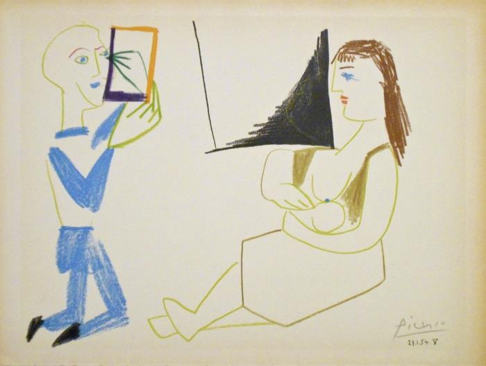 Pablo Picasso
Title: Seated Nude Couple
Medium: Color Lithograph, Hand Signed
Limited Edition 
Size: 10 1/4" x 13 7/8"
Framed Size: 25" x 29" 
Opening Bid: $800 
Estimated: $2,500 - $3,500