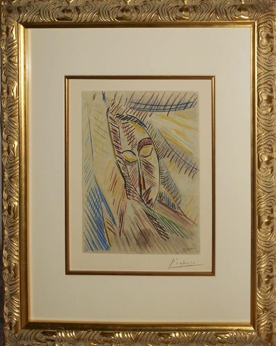 Pablo Picasso
Title: Head Study of a woman dancing with a veil
Medium: Color Screen Lithograph, Hand signed
Limited Edition
Size: 11" x 8"
Framed Size: 24" x 20" 
Opening Bid: $700 
Estimated: $2,000 - $3,000 