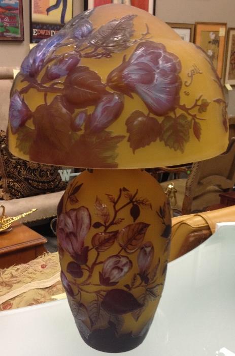 Galle Signed Art Glass Lamp