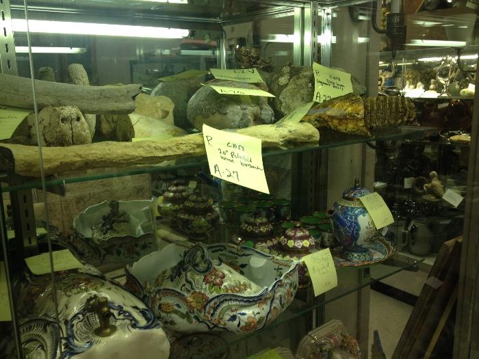 Assorted Fossils, Dinosaur Bones, Chinese Items and Continental Porcelain