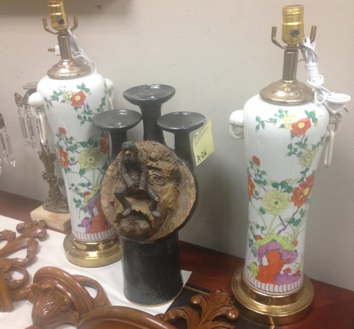 Chinese vase mount lamps