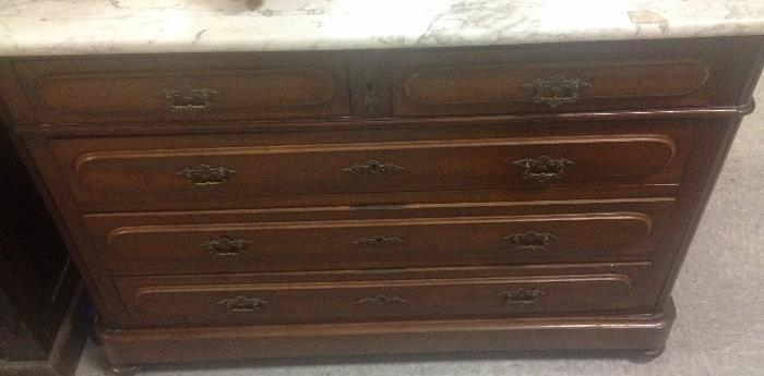 Antique Victorian Marble Top Chest of Drawers