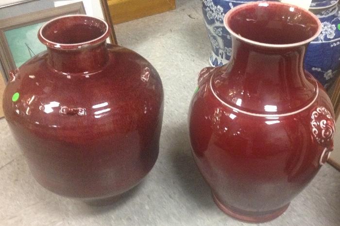 Chinese Ox Blood Porcelain Style Vases