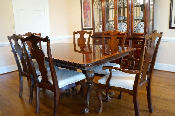 Queen Anne Cherry Dining table with 2 arm chairs and 6 side chairs
