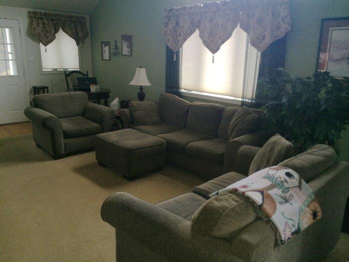 Lovely living room / den sofas, oversized chair & ottoman 