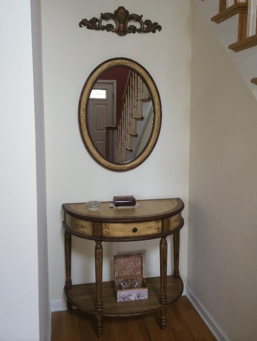 Peter Andrews demi-lune accent table & mirror