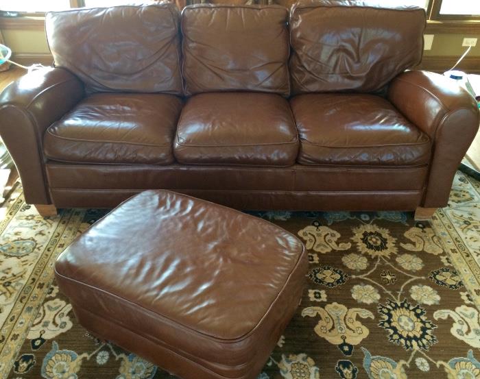 McKinley leather sofa w/ matching ottoman