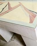 Sofa table with remote table Art & glass top