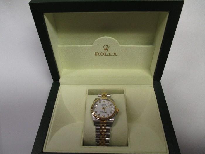 Midsize Rolex Datejust in 18k / stainless with diamond dial