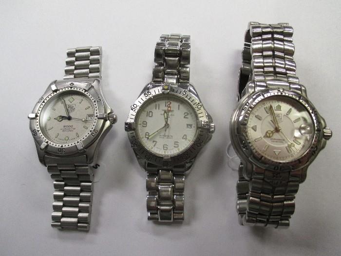 Tag Heuer watches and Breitling (in the middle)