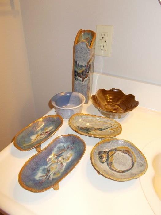 6 pieces of Glazed Pottery - all sold separately!
