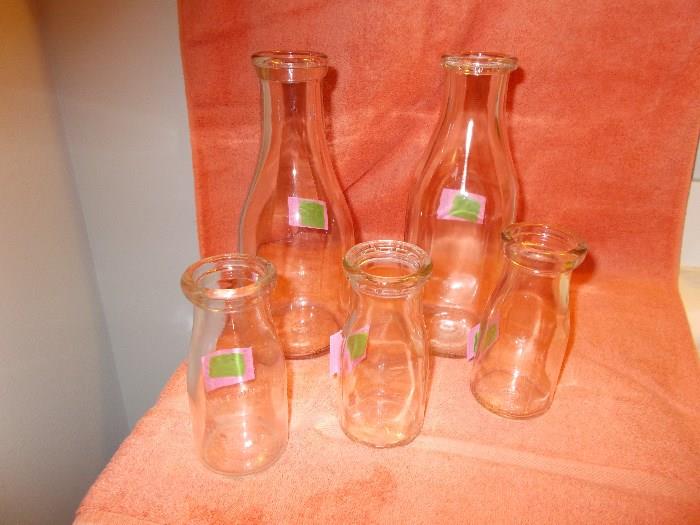 Sampling of Clear Milk Bottles - 1 More Large One - 3 More Smaller Ones - all sold separately!