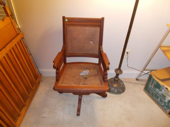 VINTAGE Walnut Office Chair - Caned Back & Caned Seat - needs a little TLC!!!!