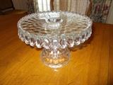 American Fostoria Round Cake Plate on Pedestal - NICE!
