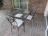 5 Piece Patio Set - Metal/Glass Table & 4 Metal Chairs