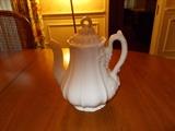 Off White HEAVY Tea Pot - signed - can't read signature - approximately 11" tall