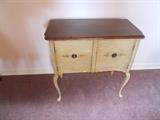 VINTAGE Console Cabinet - Painted Bottom (2 Doors) & Stained Top - Queen Anne Legs!!
