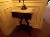 ANTIQUE Walnut Table with Marble Top...photo CERTAINLY doesn't do this table ANY justice!!!!!!!!  It's BEAUTIFUL!!!!!!!!!!!