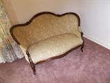 ANTIQUE Parlor Sofa - Original Upholstery (probably) - Mahogany - VERY FORMAL!!!!!!!!!