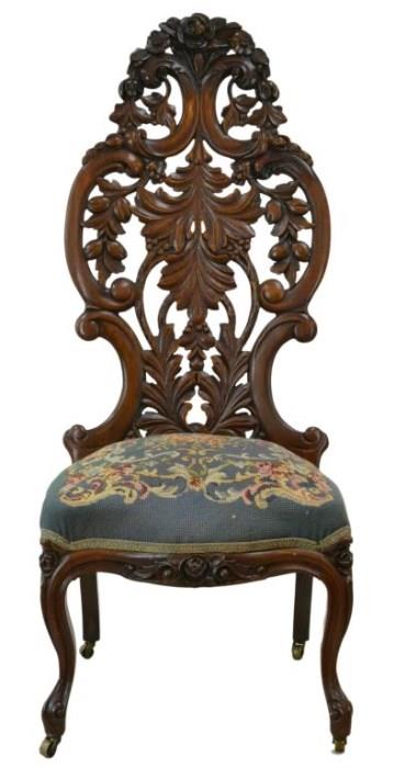 American Rococo Revival Laminated Rosewood Chair

