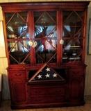 Quality barrister style book case with storage drawers and cabinets and personal fold out secretary.