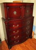 Chest on Chest drawers and cabinets in exellent condition--this is NOT veneer.