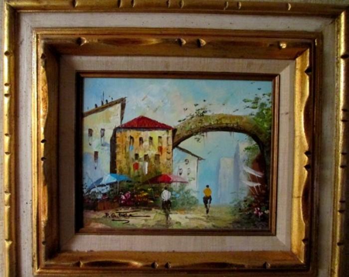 Delightful Italianate oil painting purchased in Europe