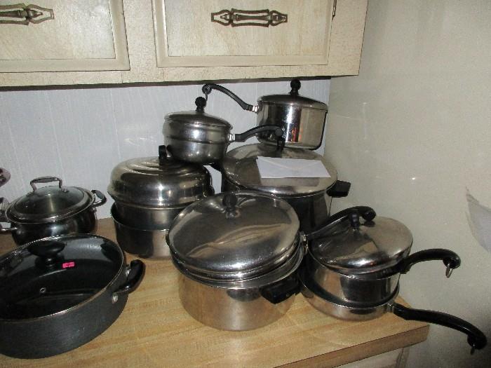 22 PIECES OF HIGH END CLAD FABERWARE IN EXCELLENT CONDITION ---THESE POTS AND PANS COST HUNDREDS OF DOLLARS NEW BUT NOW THEY ARE AFFORDABLE