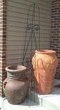 Terra Cotta Garden Urns & Iron Trellis