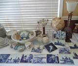 Blue Delft Tiles, Globe, Tiffany & Co, African Style Sculpture & Gorgeous Lamp