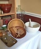 Mortar & Pestle, Woodenware & Advertising Tins
