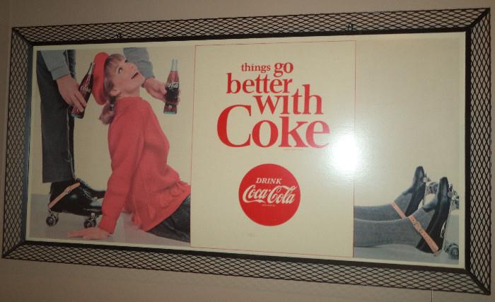1960's Cardboard Coke Display Sign