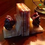 Shep Shapiro Carved Apple and Marble Bookends