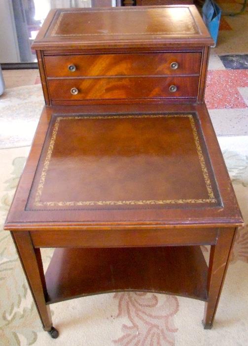 Leather Inset End Table
