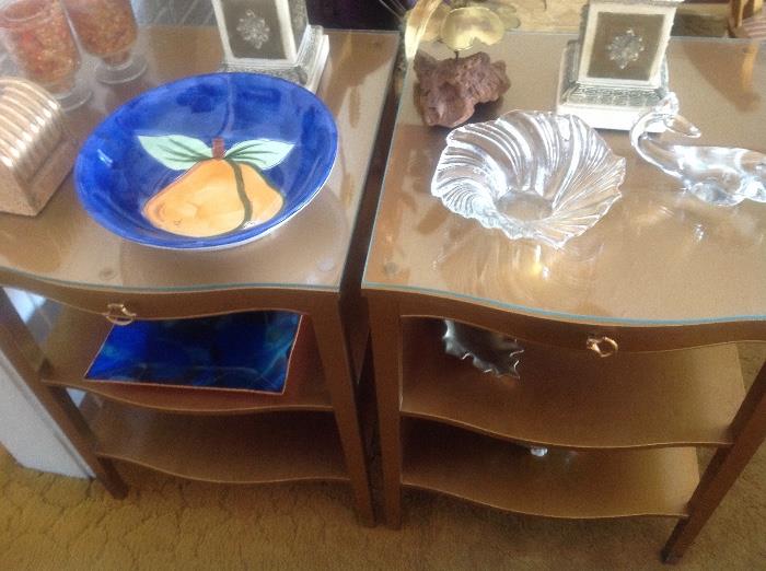 Beautiful side tables with glass tops!  