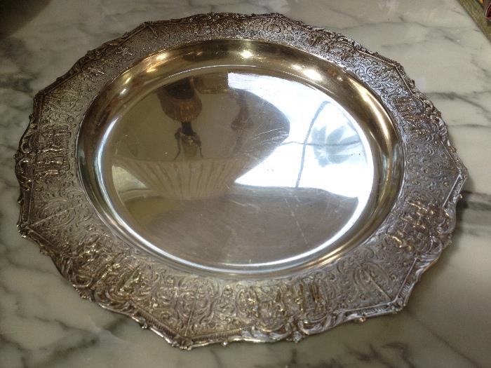 Dutch design repousse silver plate tray