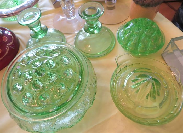 Tons of collectable figurines, depression glass and more