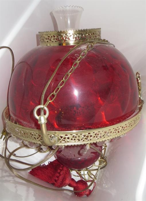 Red glass hanging light