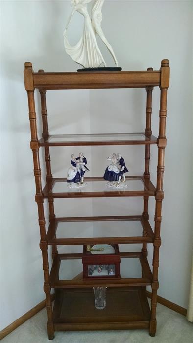 display unit  wood & glass shelves